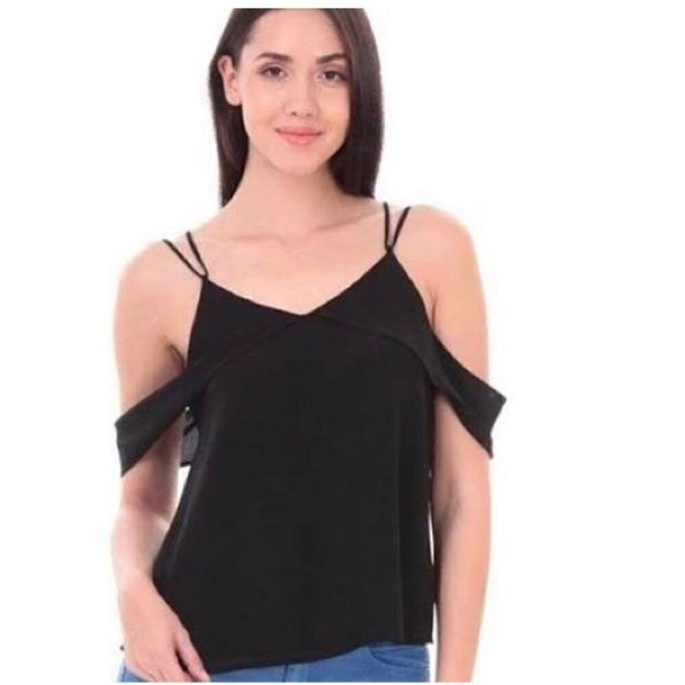 Naked Zebra Black Strappy Sleeve Top M